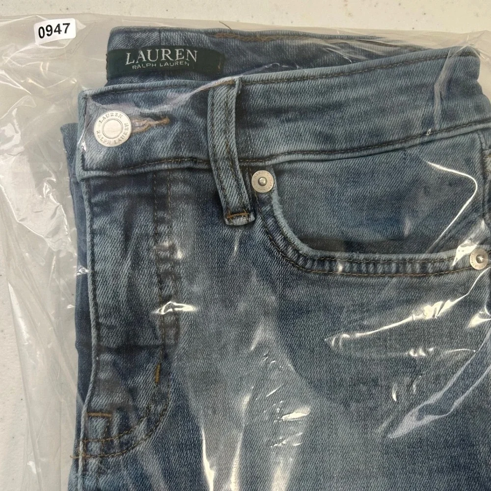 Ralph Lauren Kids Blue Denim Jeans Embellished Logo Straight‎ Leg Cotton Blend